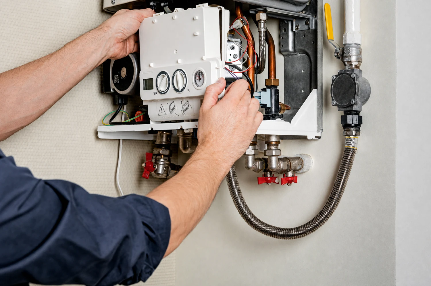 Reference-based illustration of boiler servicing work